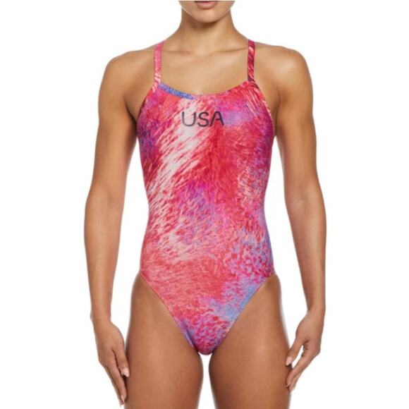 Nike Women's Multi Racerback One-Piece Olympic Swimsuit Size 34 - Picture 1 of 8